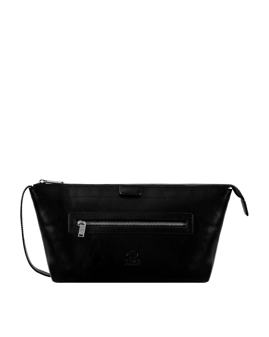 Time Resistance Black Leather Cosmetic Bag Dopp Kit for men