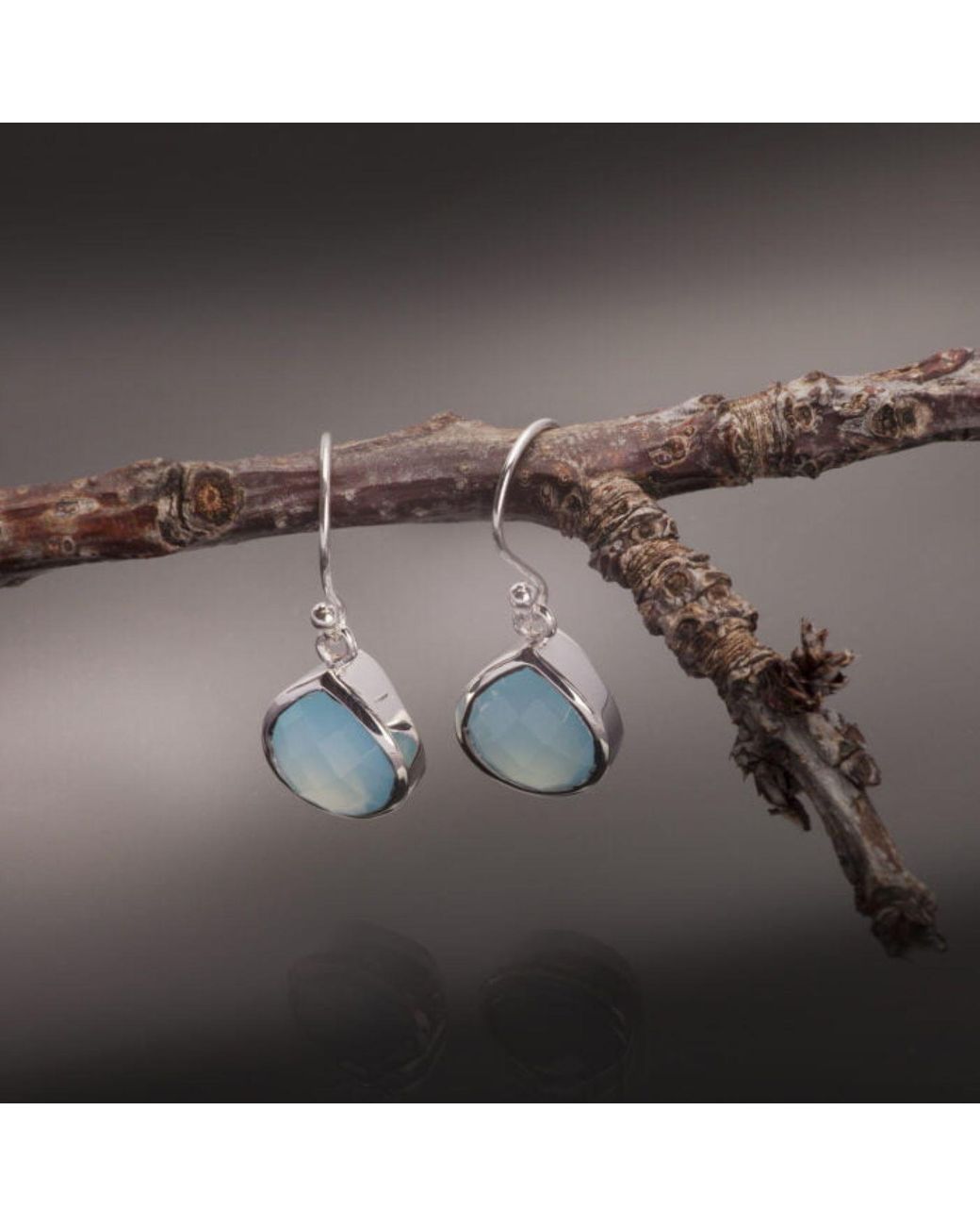 The Jewellery Store London Blue Pear-Shaped Aqua Chalcedony Earrings