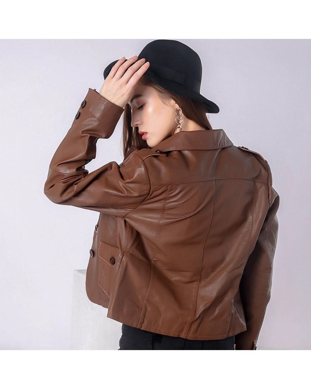 Zasta Studio Brown Irish Mule Multipocketed Leather Blazer