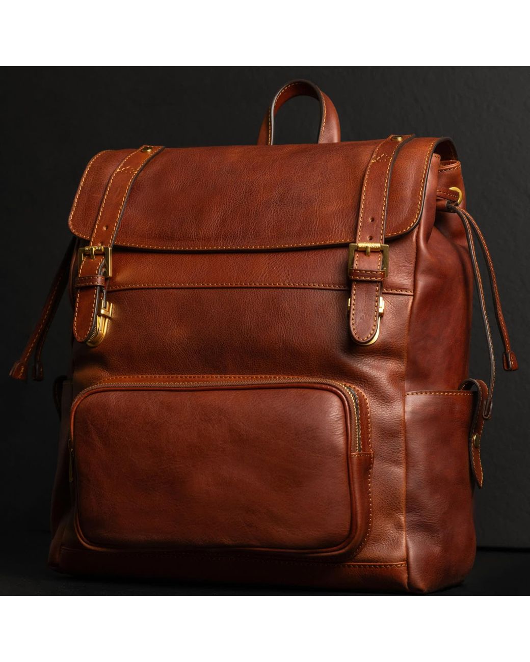 Time Resistance Brown Leather Backpack for men