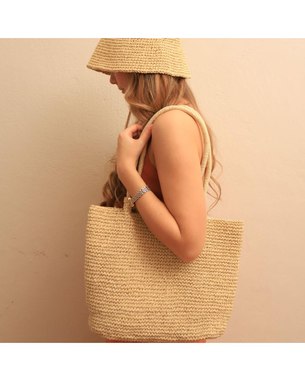 Springmoonatelier Natural Neutrals Raffia Summer Sun Cream Bag