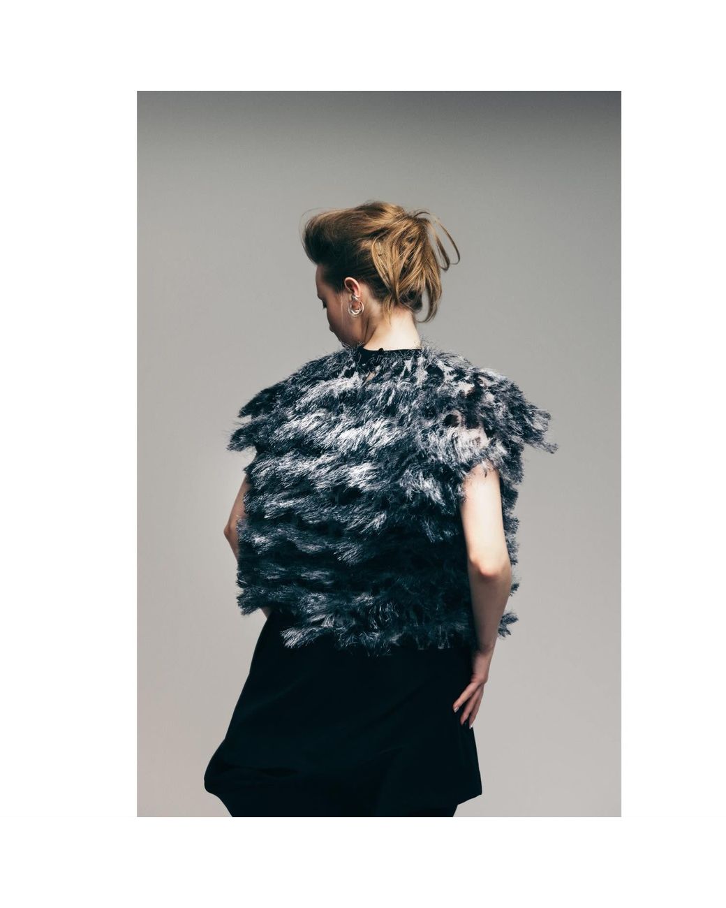Julia Allert Black Asymmetric Overlay Flared Trousers