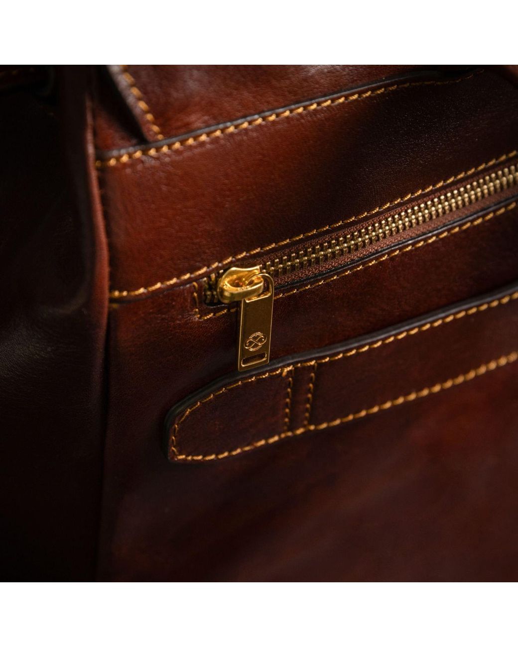 Time Resistance Brown Leather Backpack for men