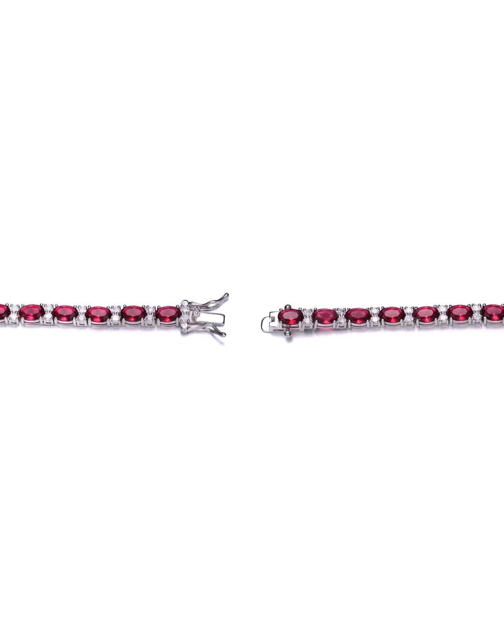 Genevive Jewelry Pink Sterling Plated With Ruby Cubic Zirconia Tennis Bracelet