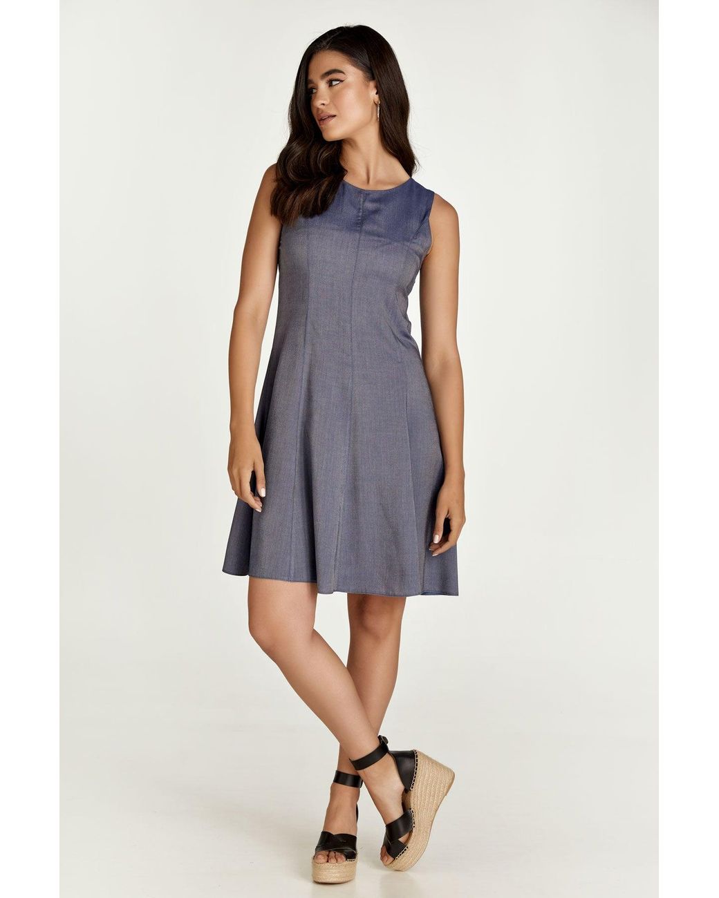 Conquista Blue Denim Style Viscose Cloche Dress