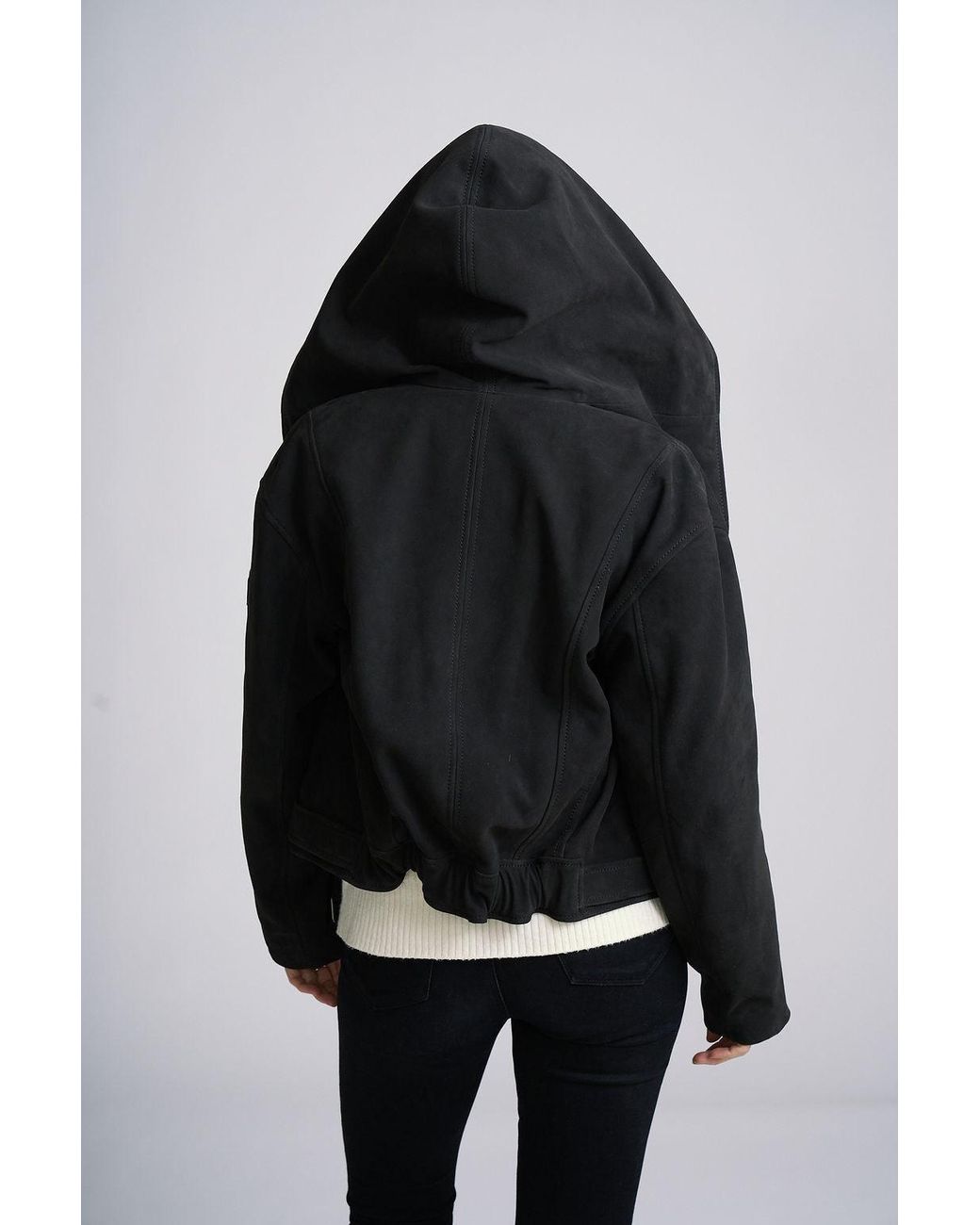 Mauritius Black Soft Suede Hooded Shirt-Jacket Anna