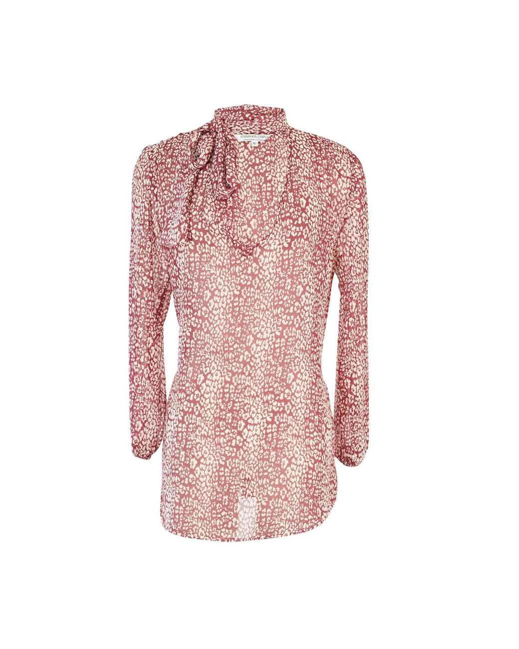 Jennafer Grace Red Brick Leopard Tie Blouse
