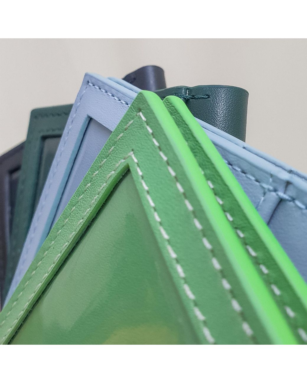 godi. Green Handmade Leather Id Wallet for men