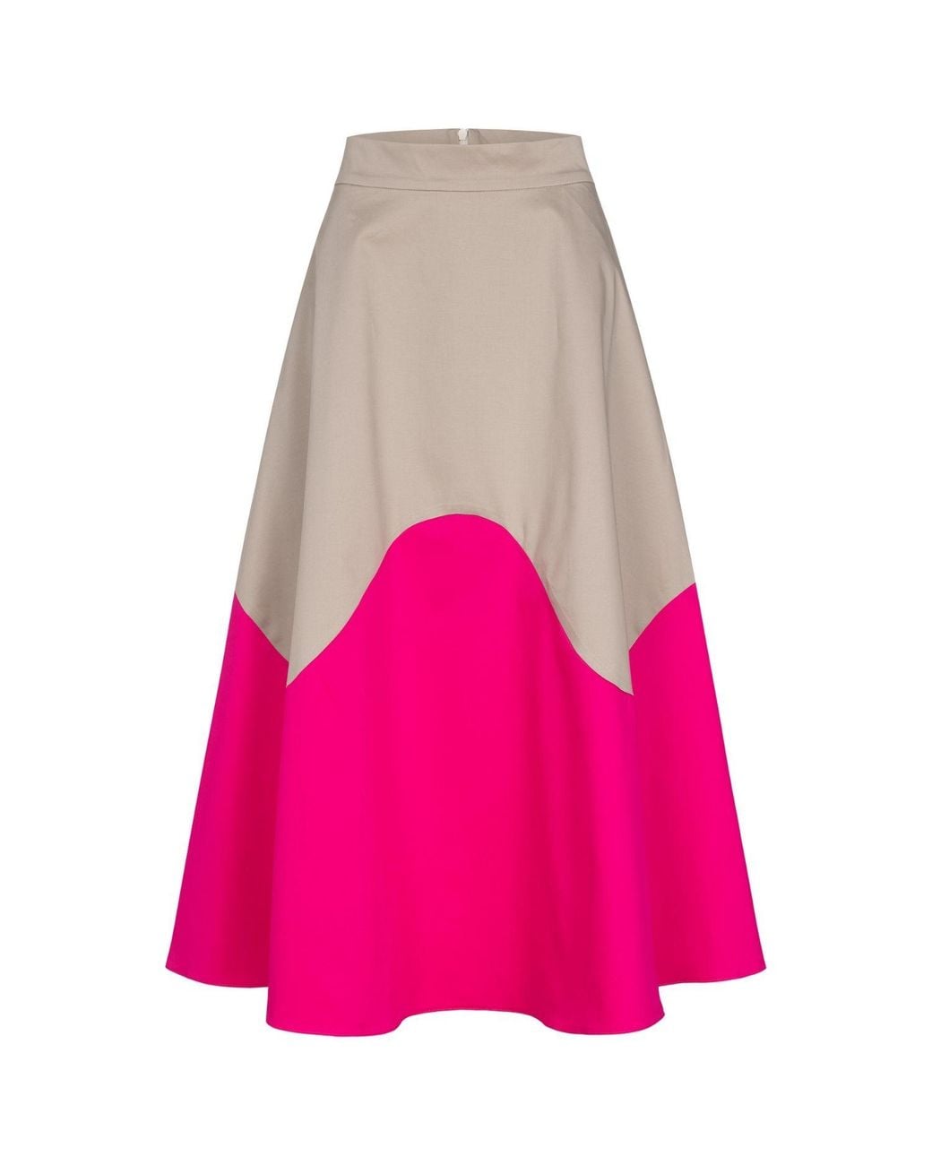 Marianna Déri Pink Midi Skirt With Wave Colorblock