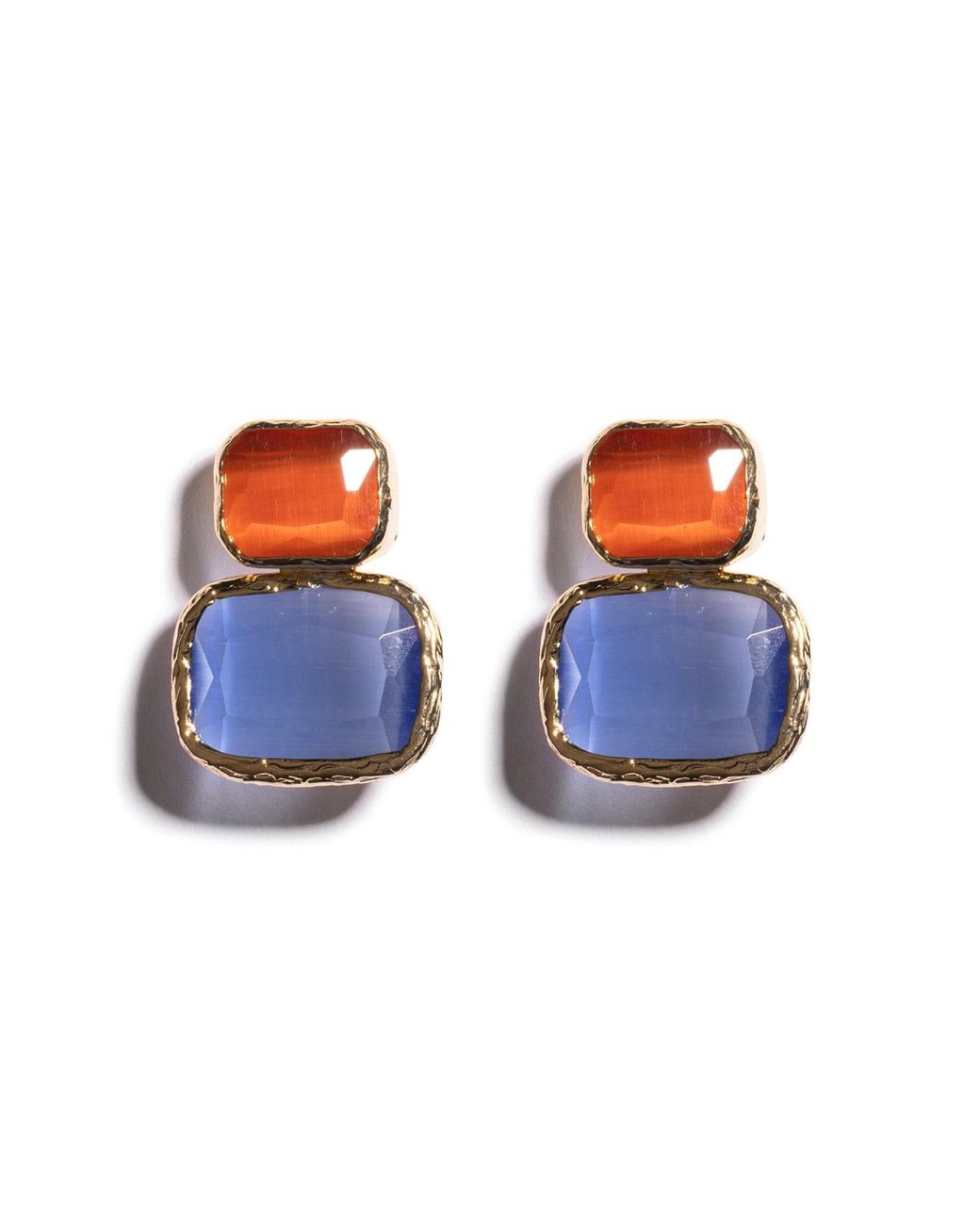 Kybele Studio Orange Color Block Cat's Eye Earrings