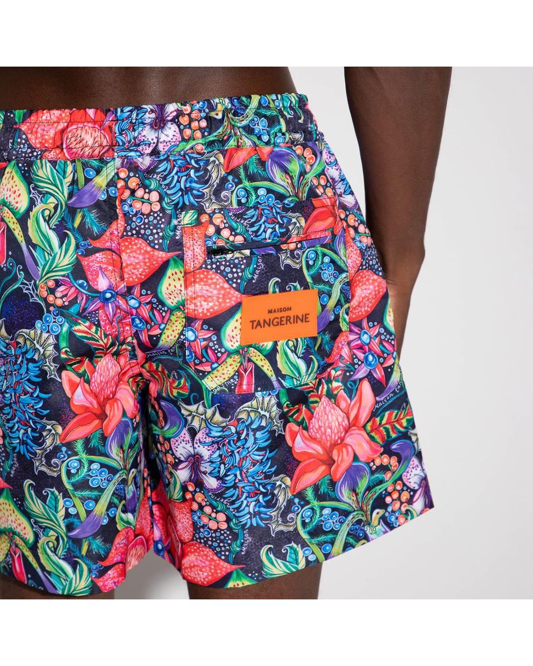 Maison Tangerine Blue Bohemian Garden Swim Shorts for men