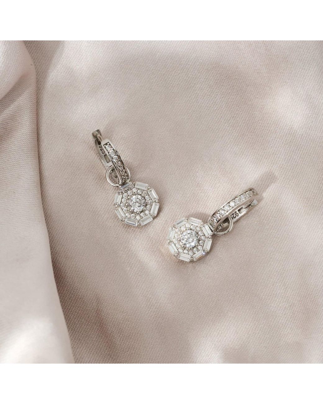 Ballinger Jewellery Metallic Something Sparkly Drop Hoop Earrings