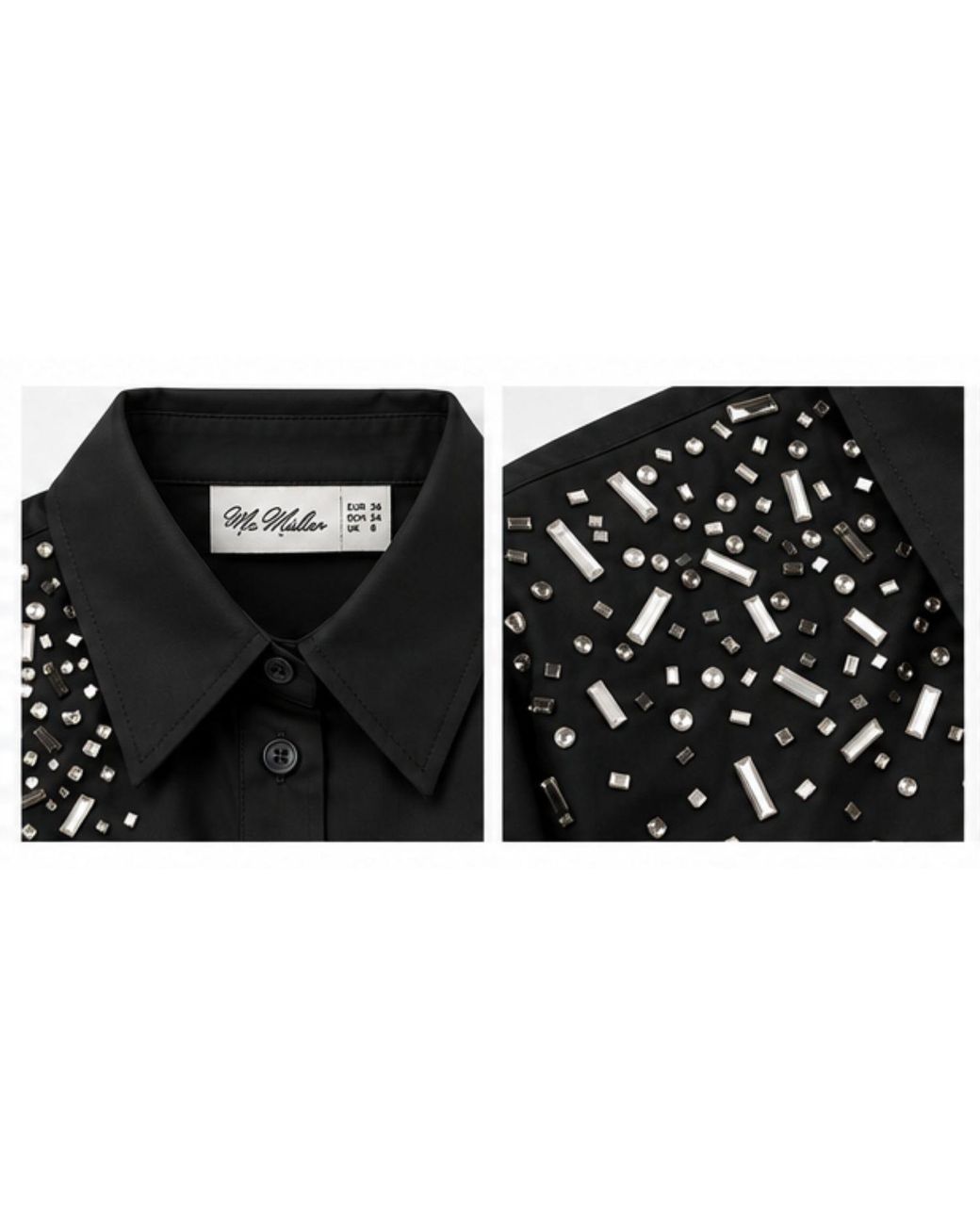 Ma Mulier Black Crystal Crop Shirt