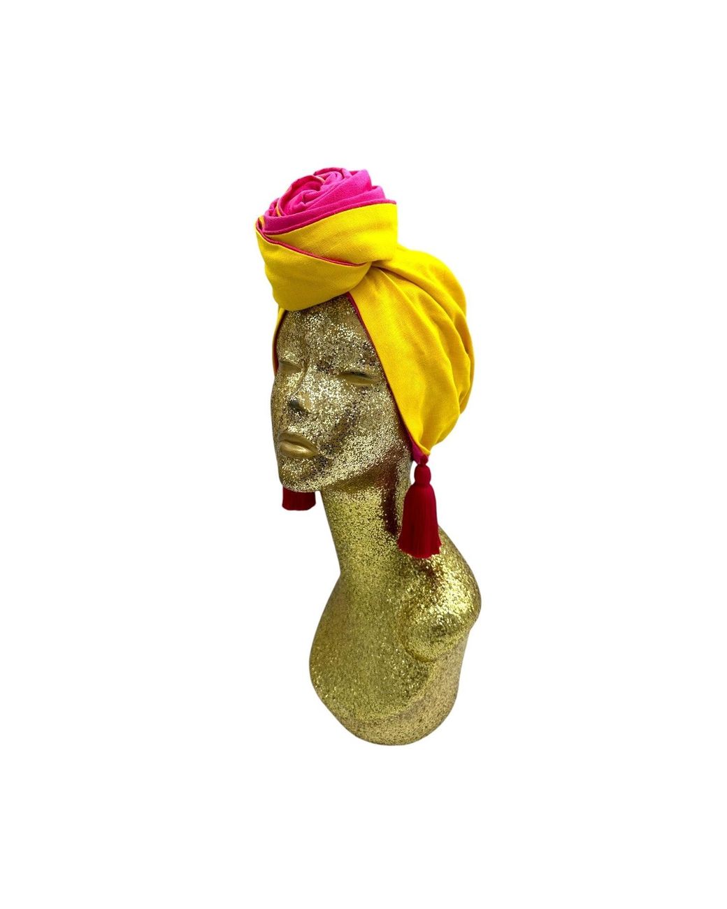 Julia Clancey Pink Edith Sunshine Reversible Tassel Linen Turban