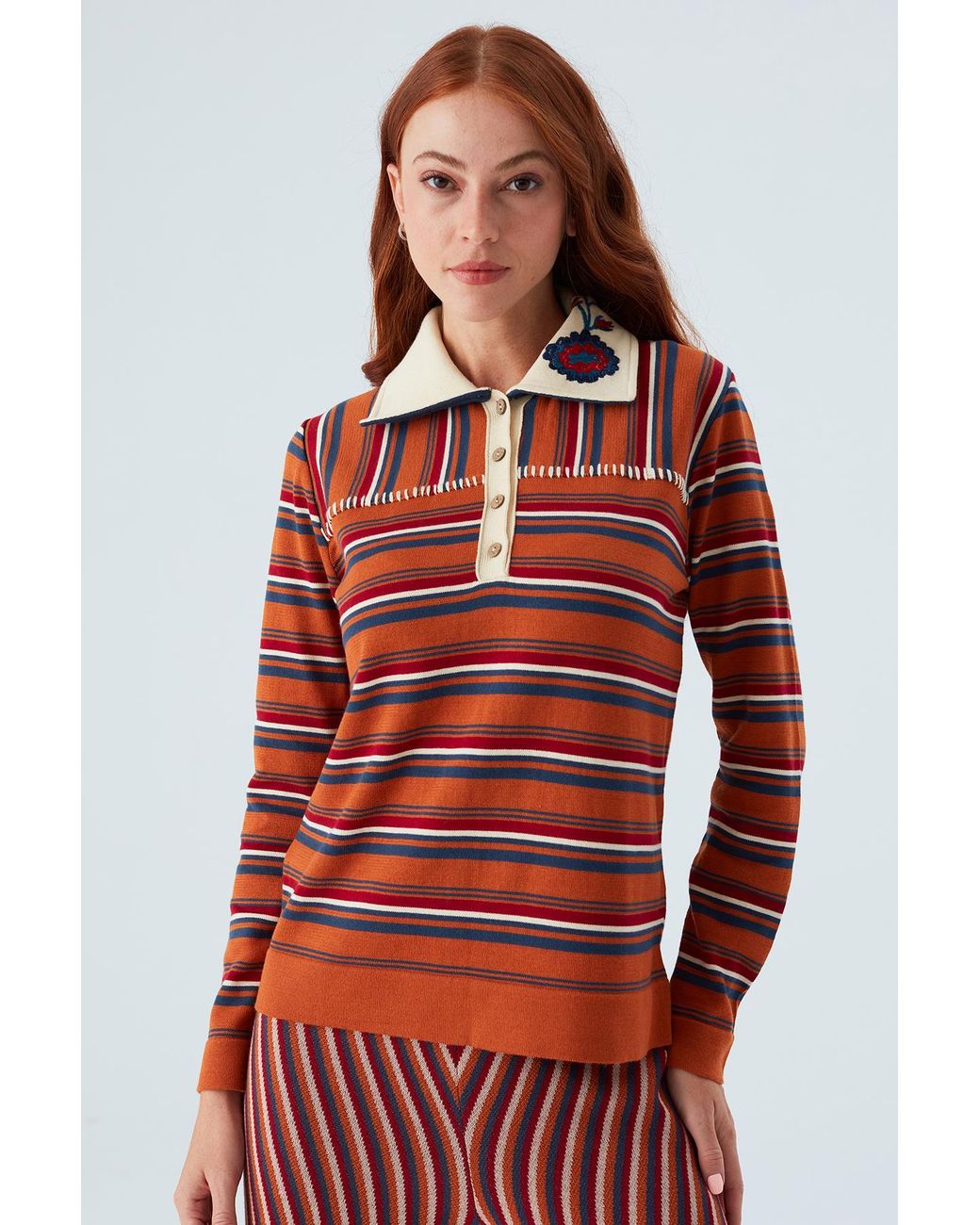 Peraluna Harper Fine Embroidered Knitted Blouse