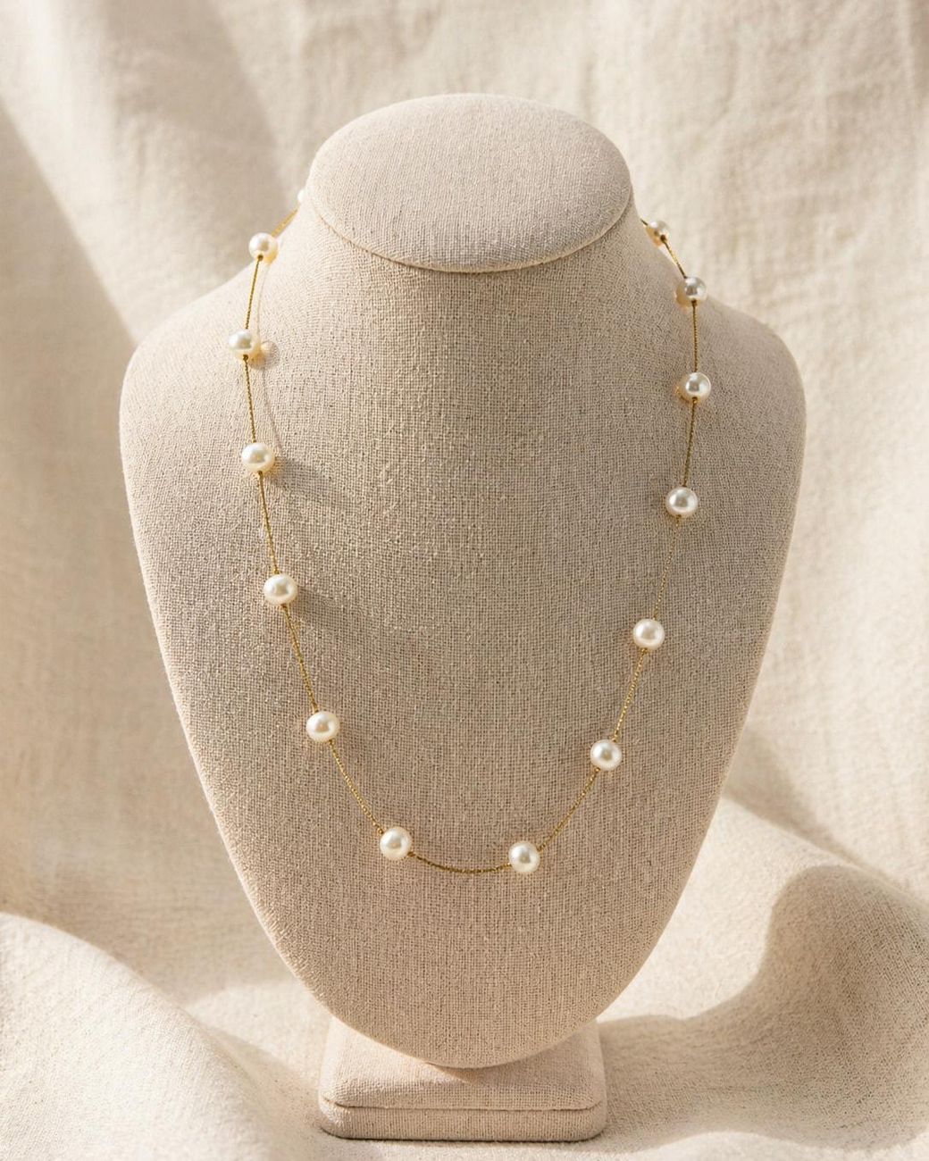 Lalinde Metallic Neutrals Pearl Wrap Necklace