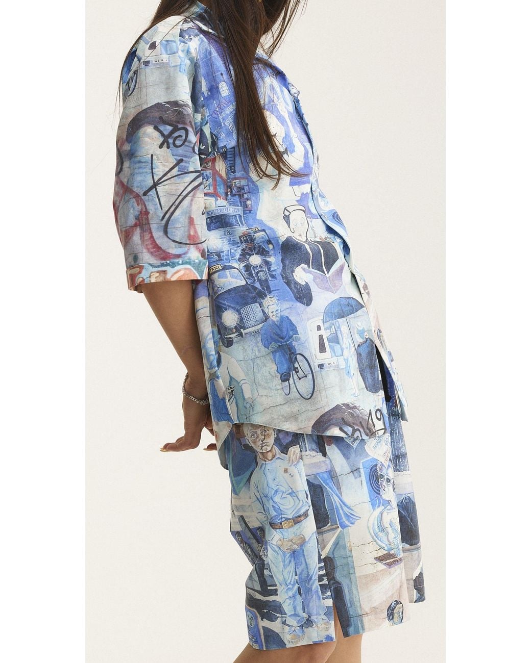 mysimplicated Blue Short Sleeve Shirt And Bermuda Set