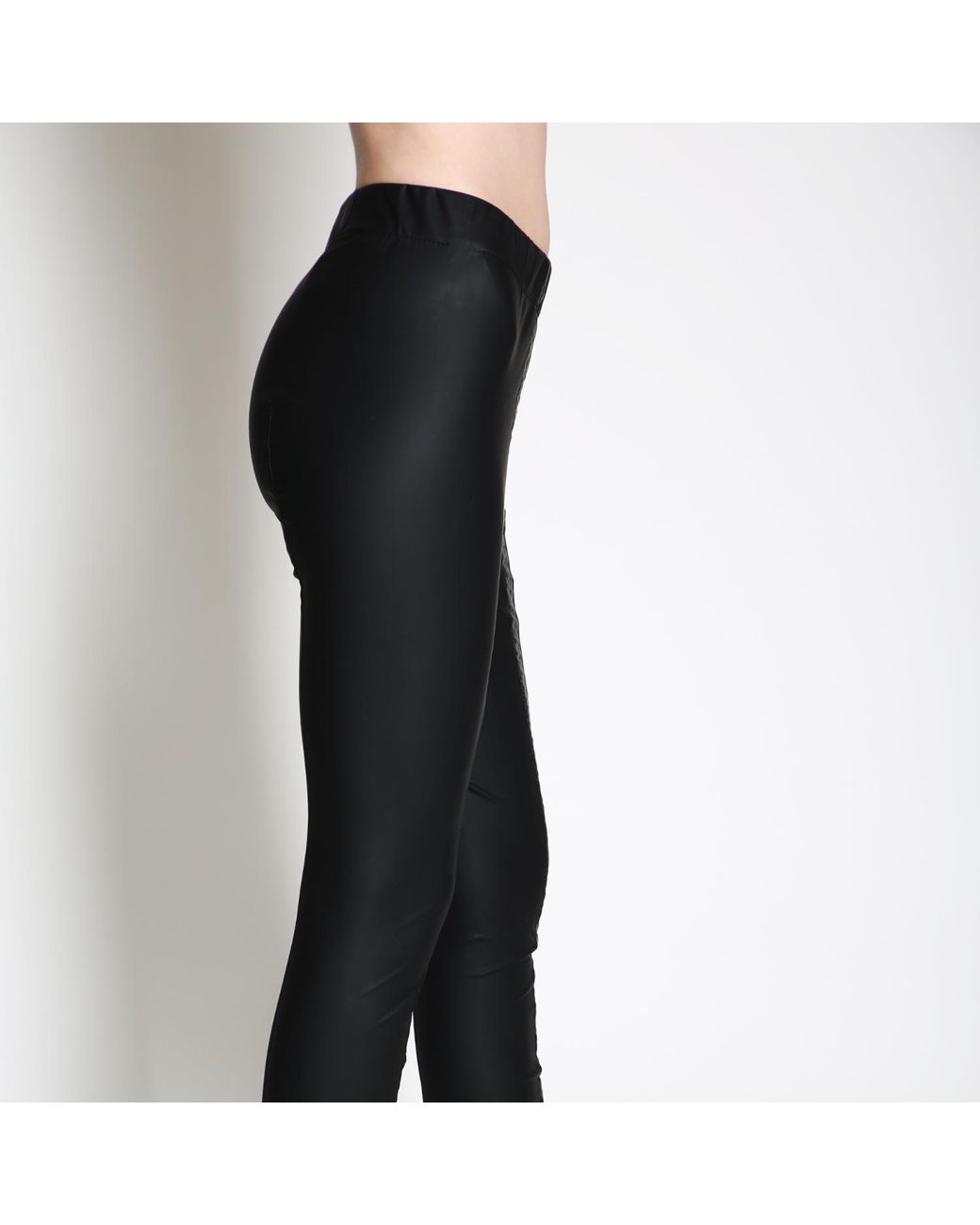 Silvia Serban Black Tights With Frontal Quilted Strap