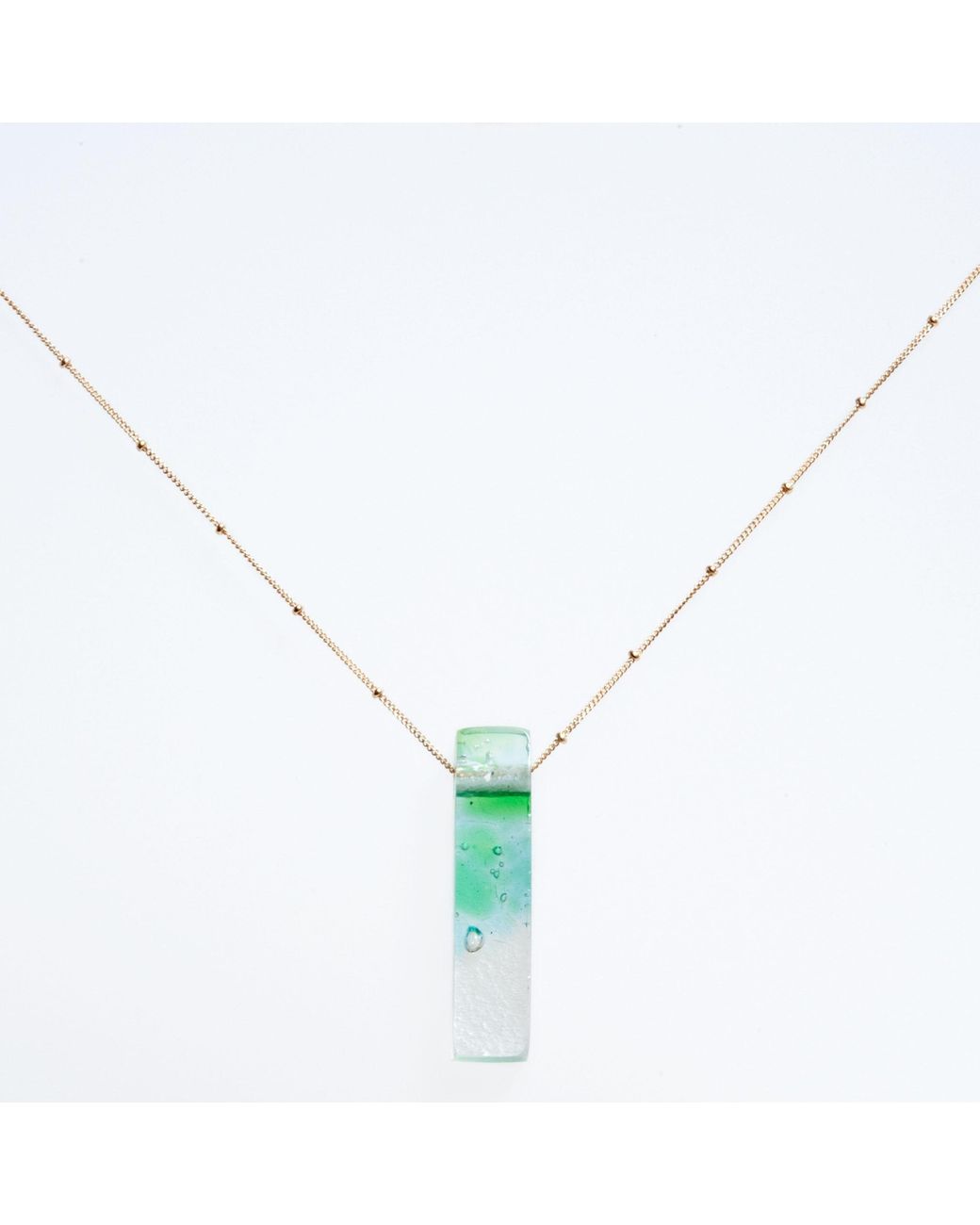 Smart Glass Jewelry Green Recycled Glass Mosaic Stiletto Confetti Necklace Fill