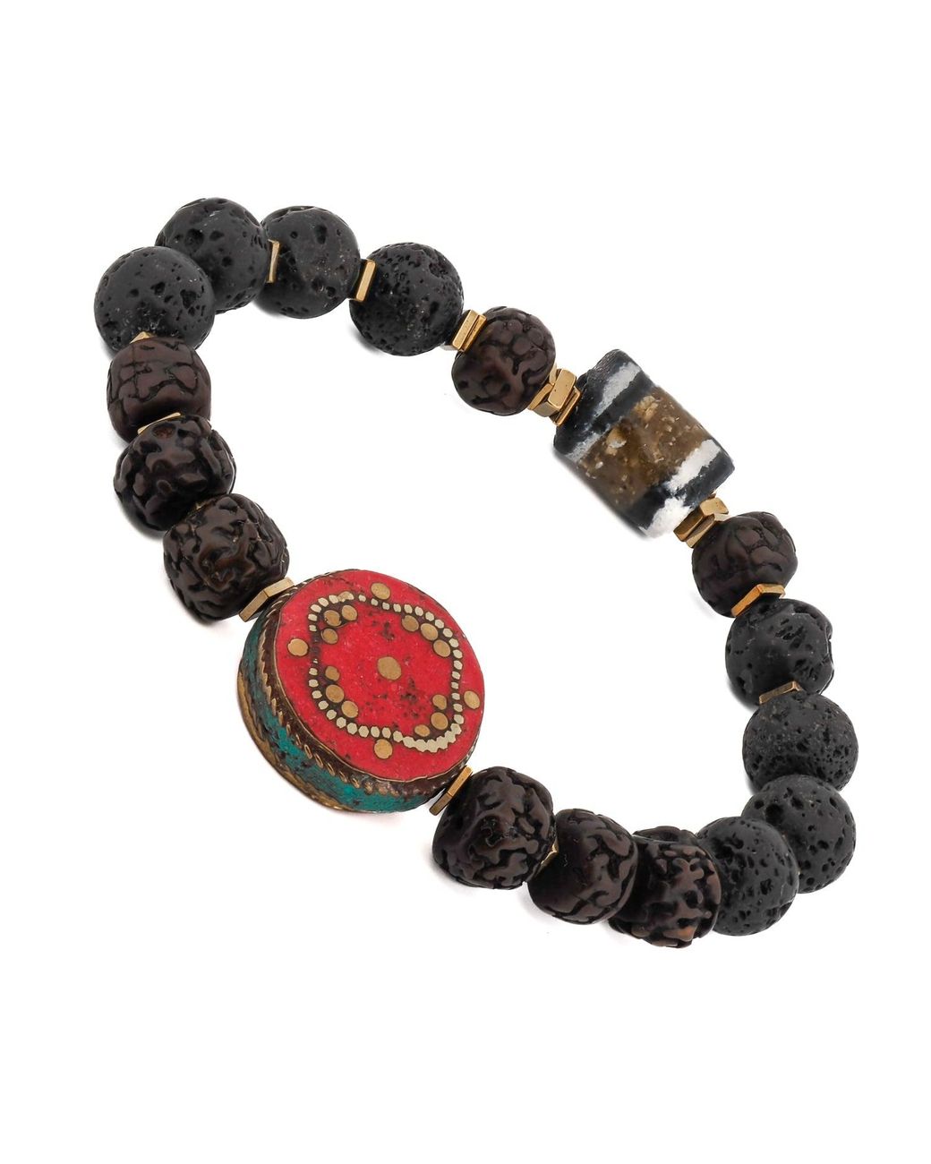 Ebru Jewelry Brown Prayer Seed Beads Meditation Bracelet for men