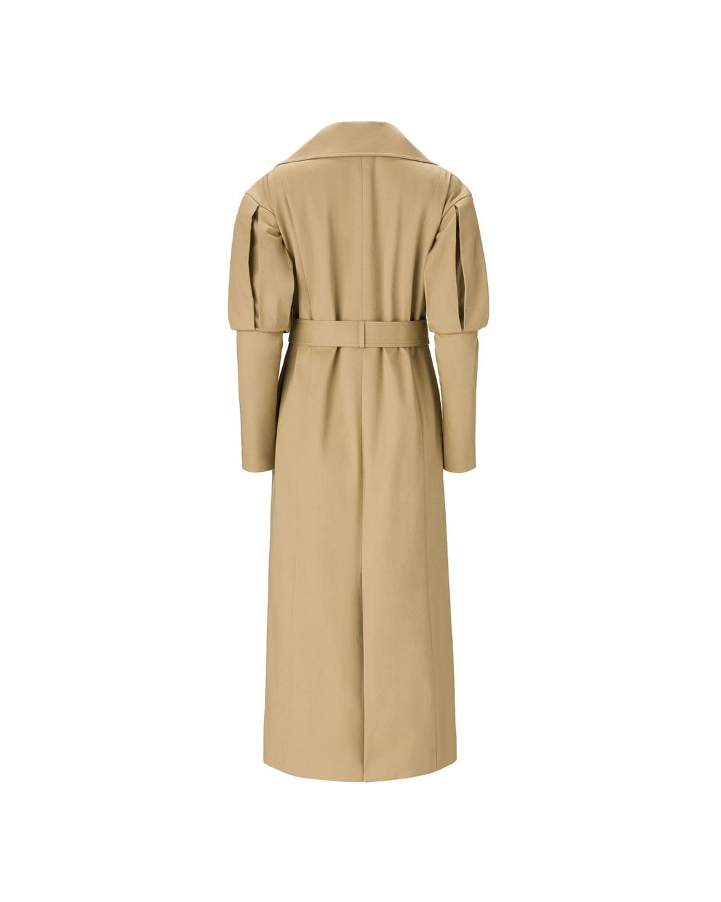 Lita Couture Natural Statement Pleated Shoulders Trench Coat