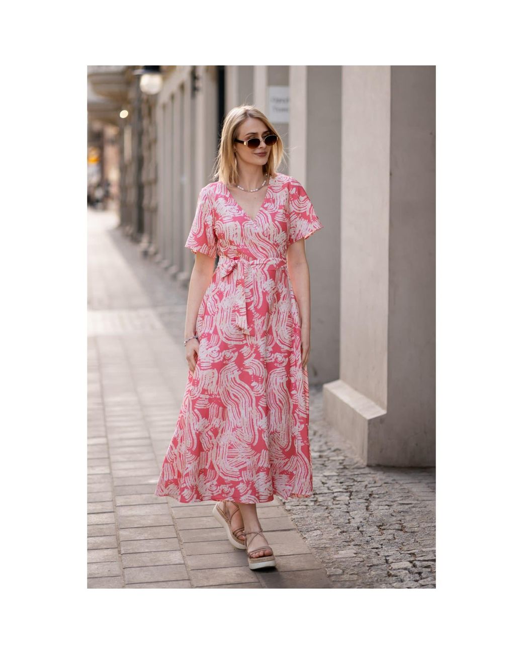 Oh!Zuza Pink Neutrals Echo Viscose Wrap Dress With Pockets