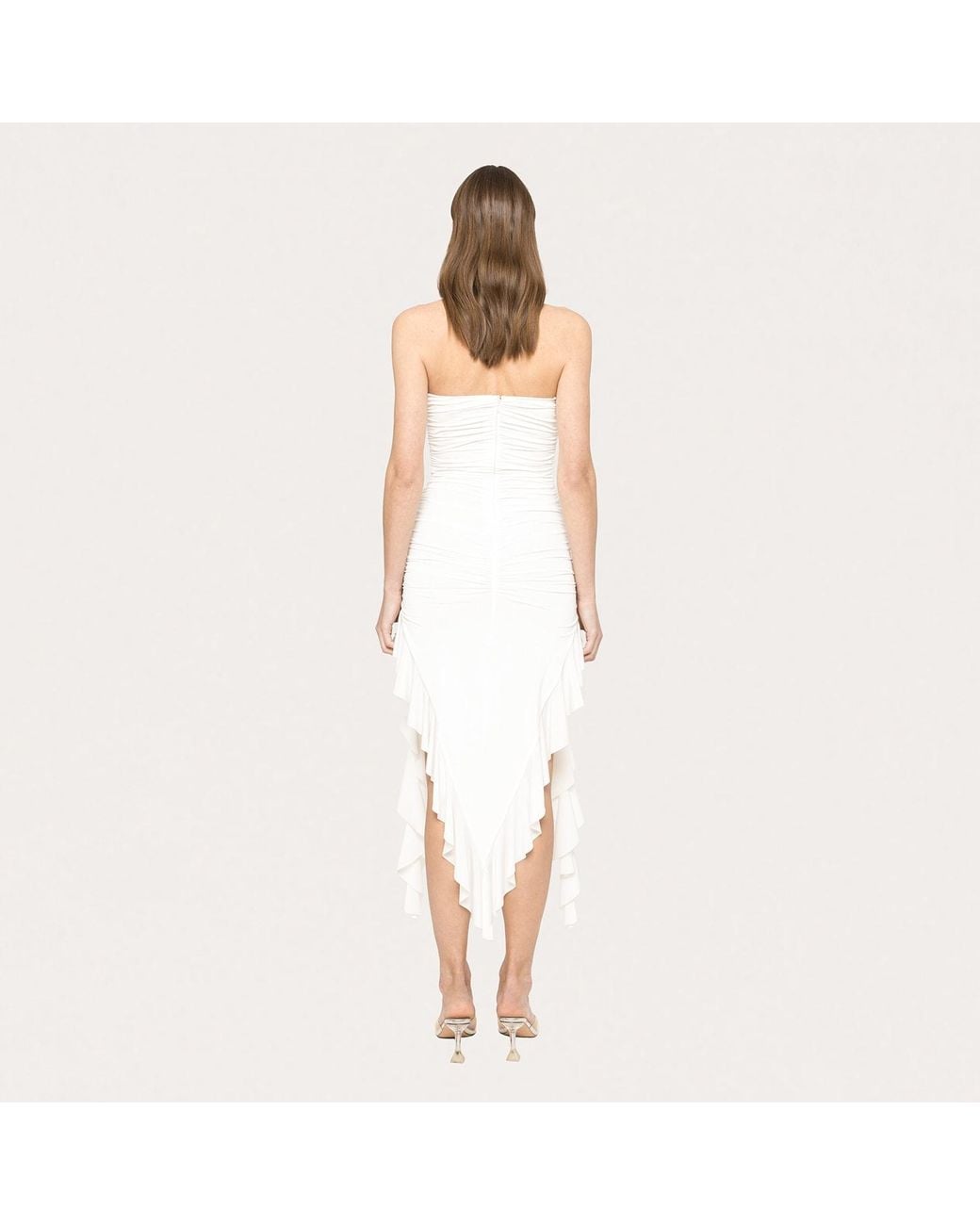 Nissa White Floral-Appliqué Midi Dress