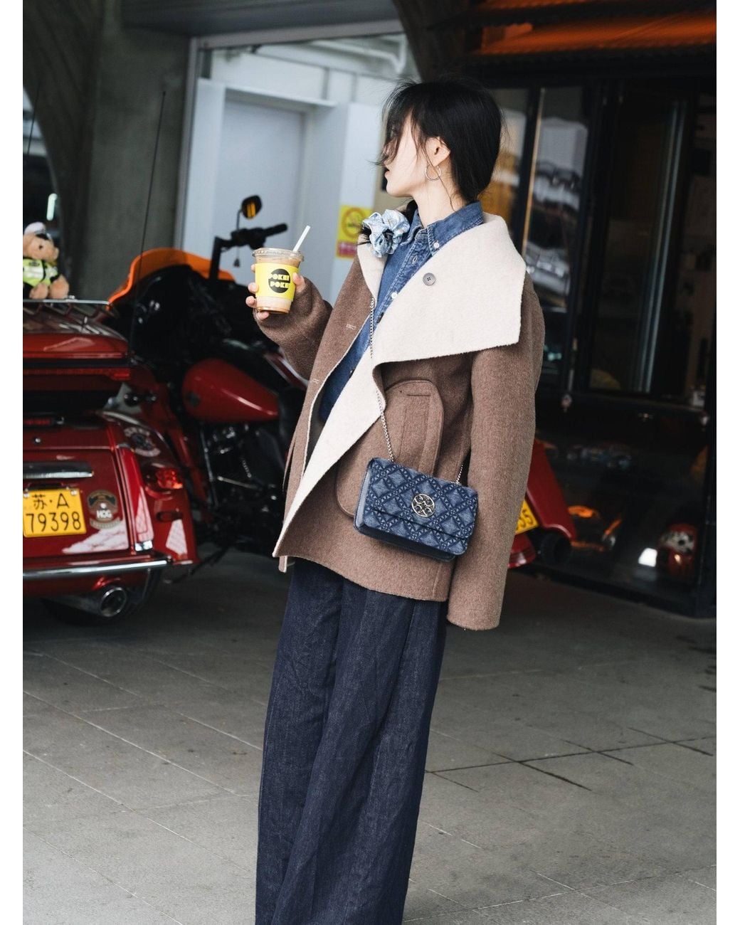 Orange Cube Blue Mosaic Urban Crossbody Bag