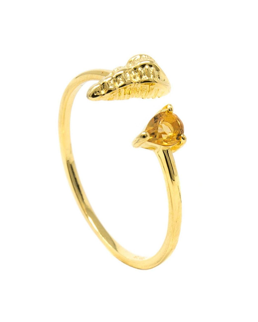 NASI SILVER Metallic Shell Sedef Ring- Citrine