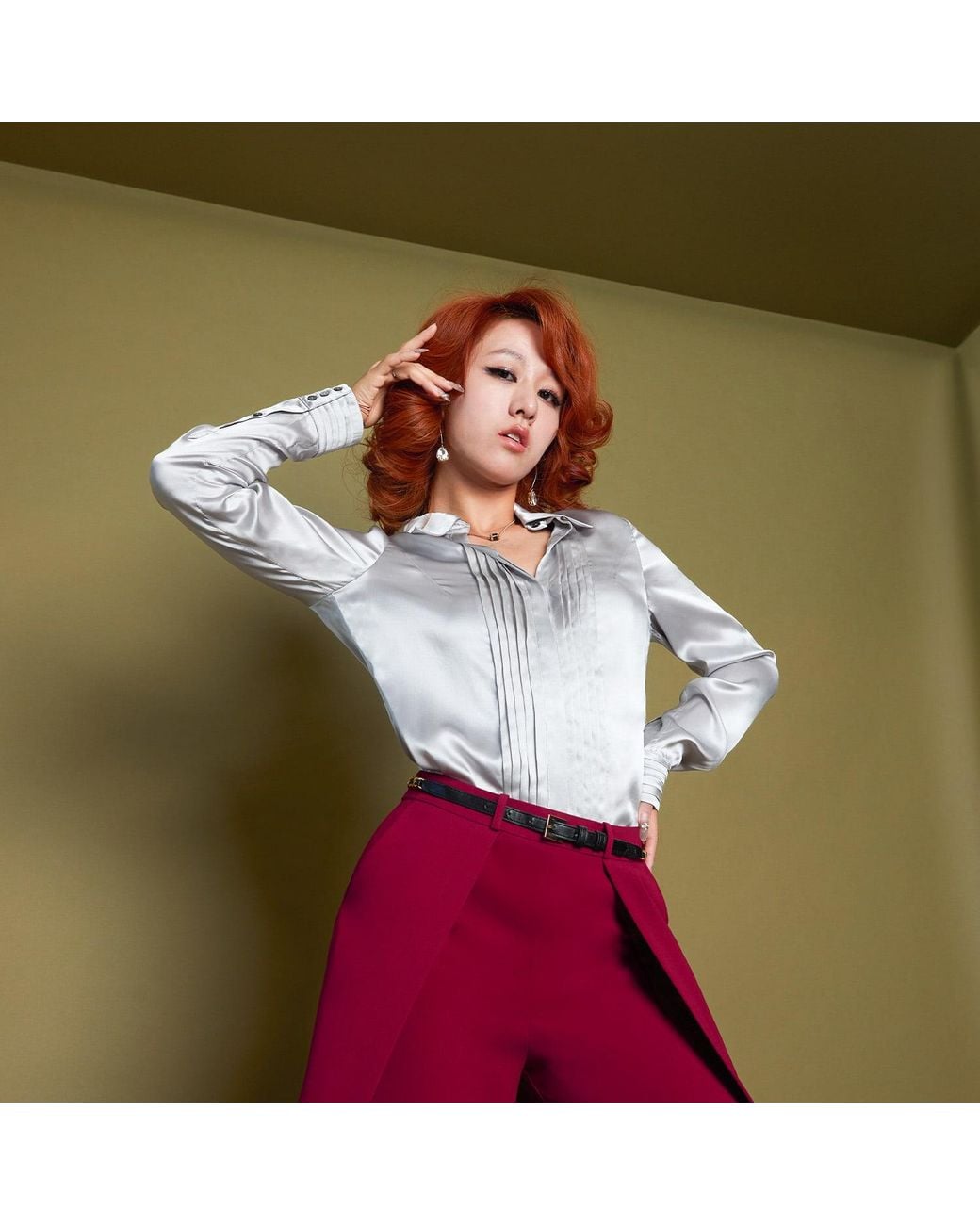 Solgo Atelier Blue Solgo Pleated Silk Charmeuse Shirt
