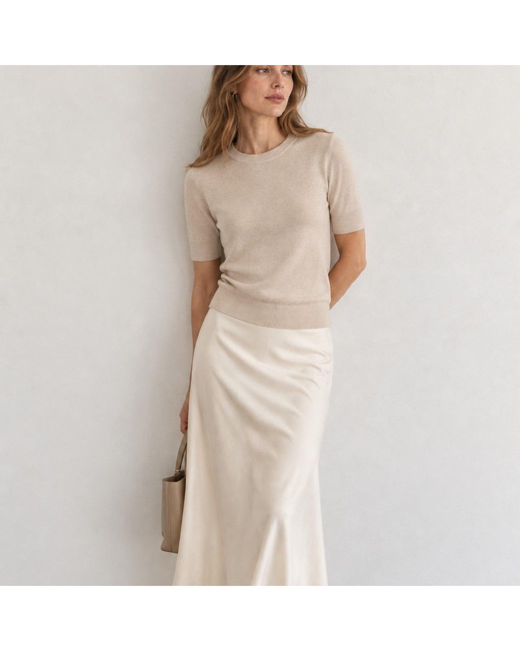 Nuvv Collection Natural Neutrals Short-Sleeve Wool & Cashmere Blend Sweater – Premium Italian Yarn