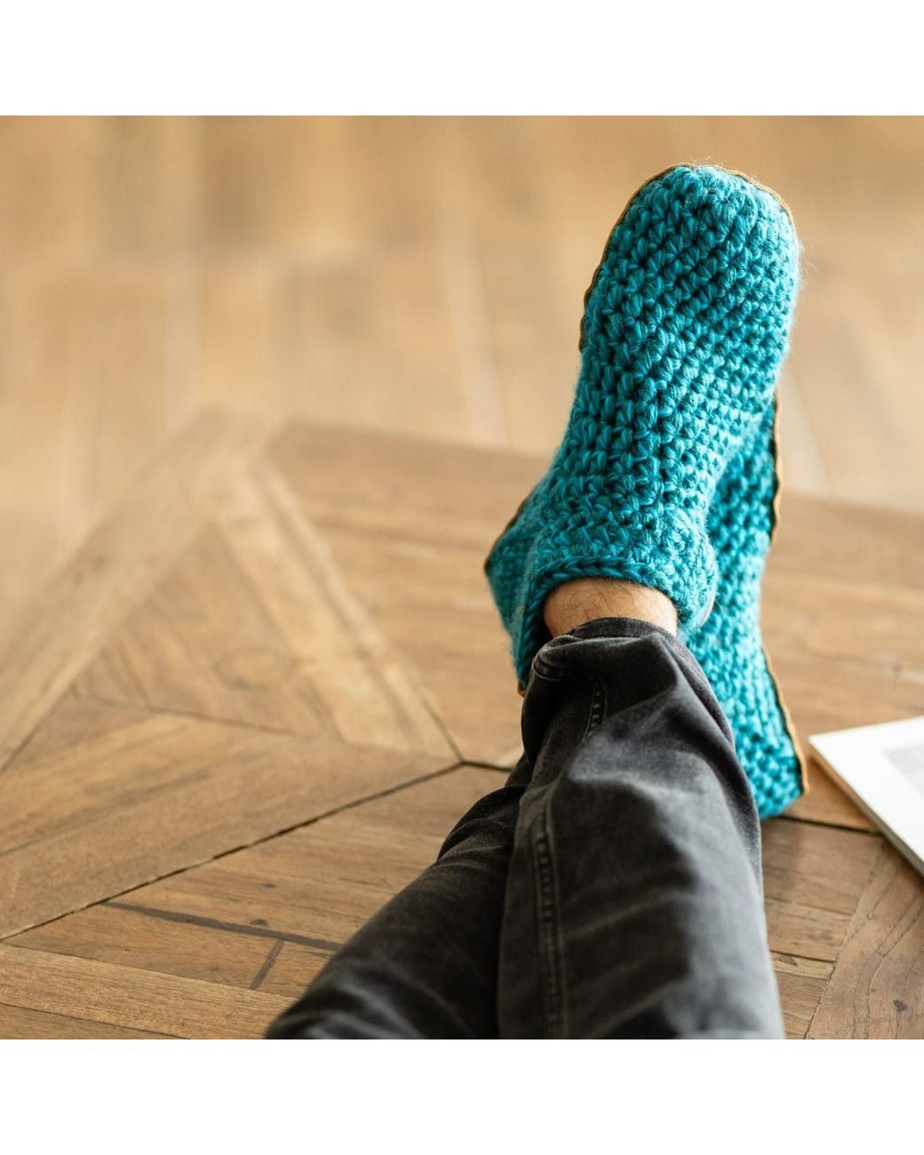 Kingdom of Wow Blue Barefoot Ankle Boot Wool Slippers For