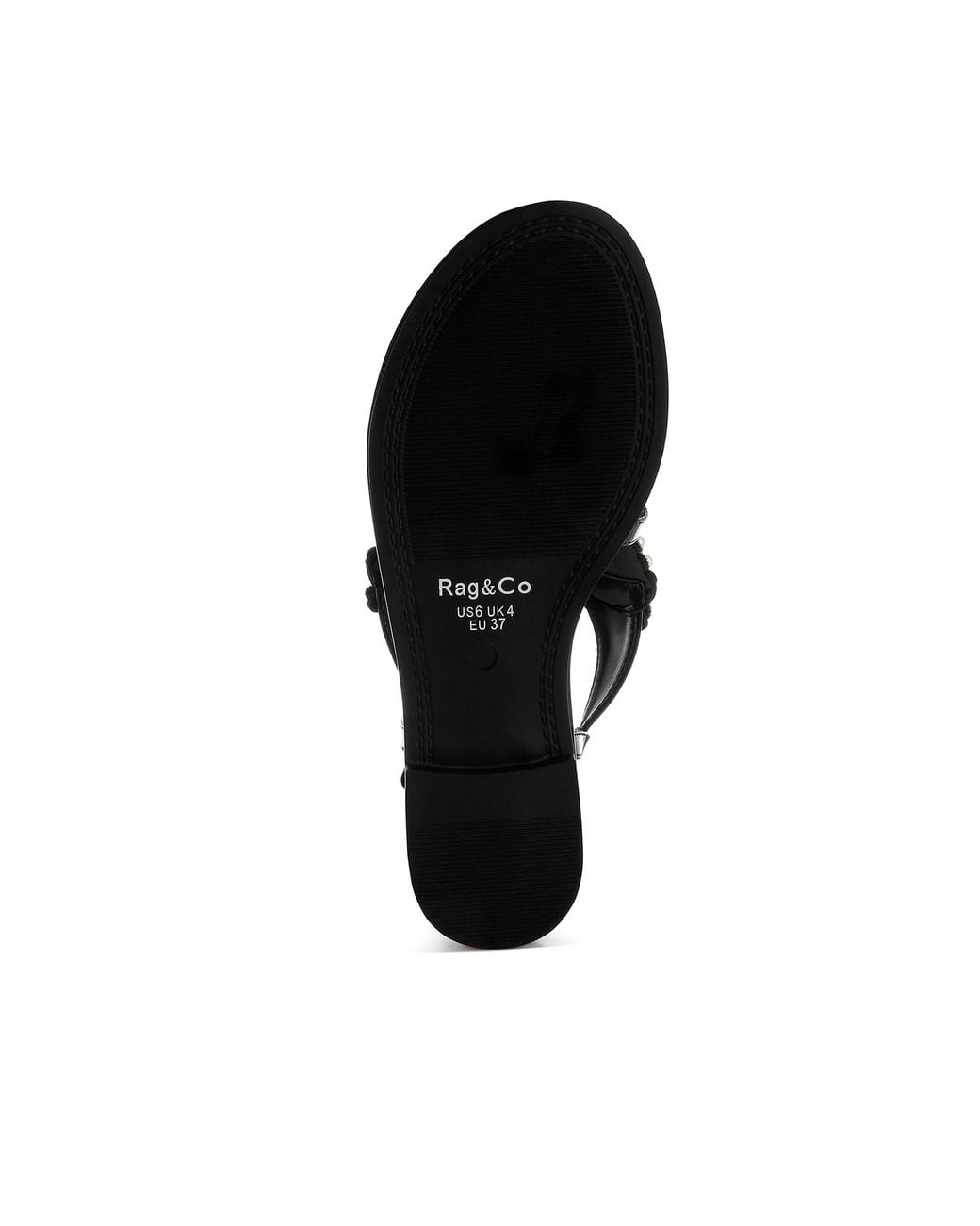 Rag & Co Black Zalata Pearl Studded Flats