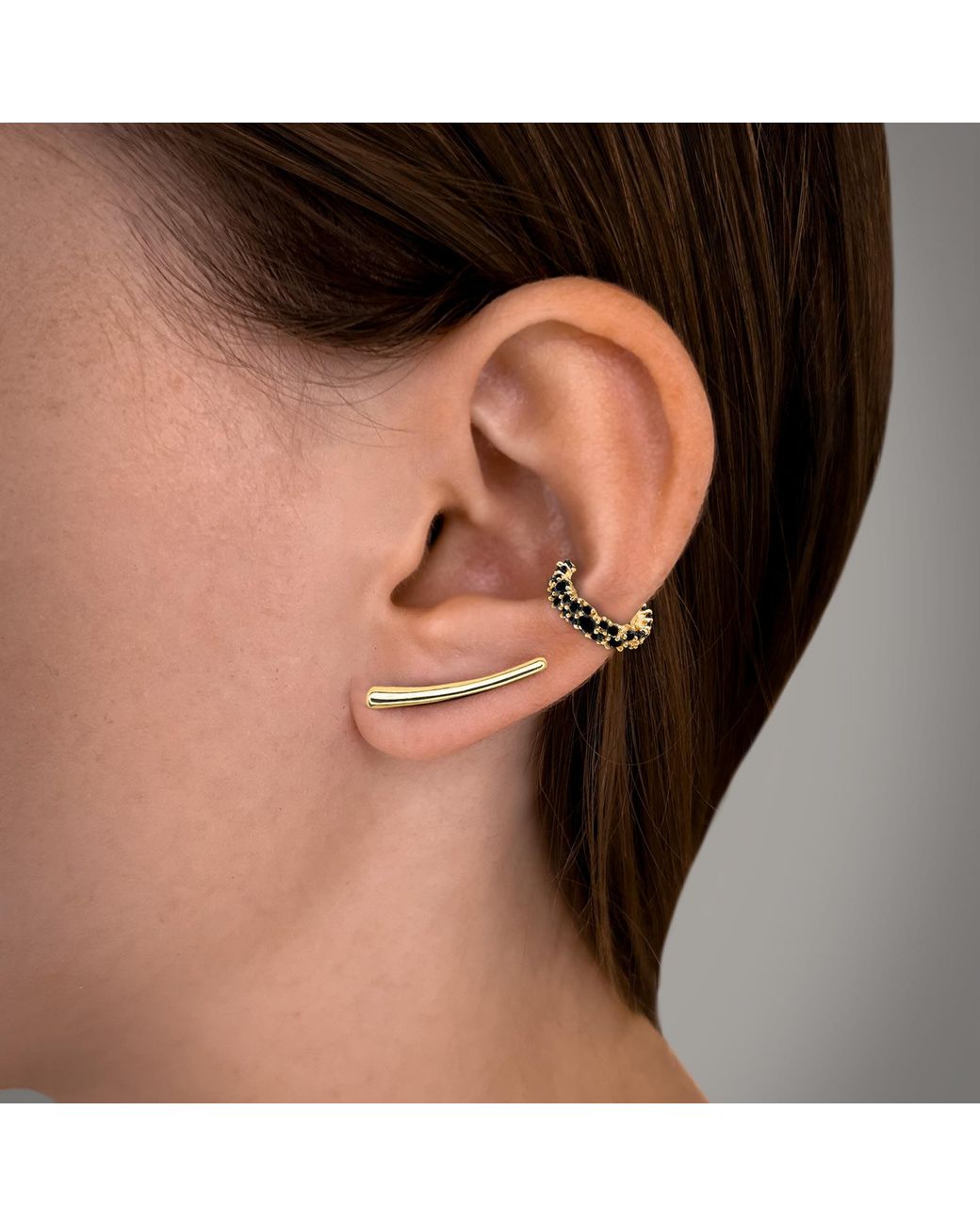 SALLY SKOUFIS Metallic Cosmic Ear Cuff With Made Cz Diamond Stimulant