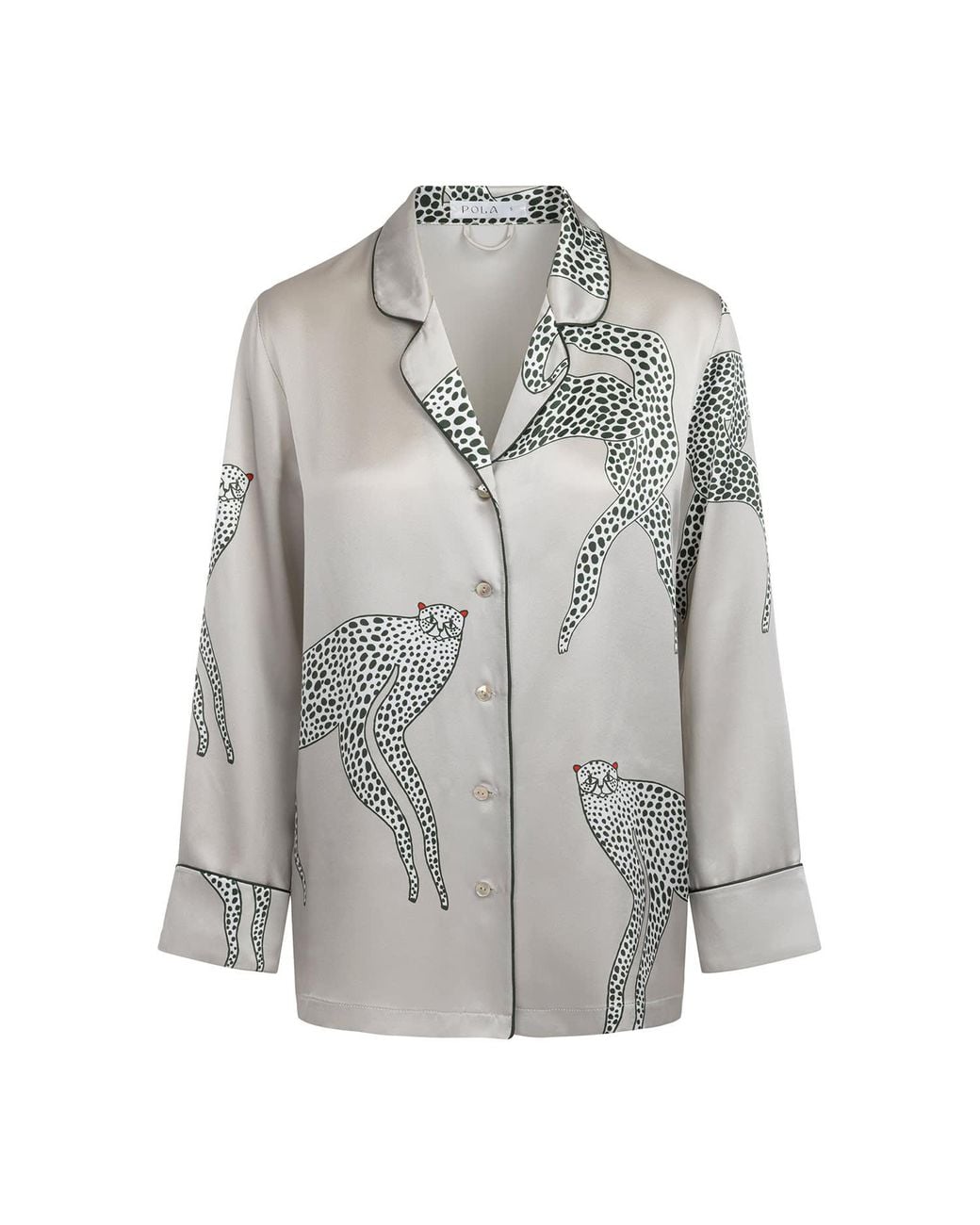 Pola Brand Gray Silk Pajama Shirt Long Sleeves