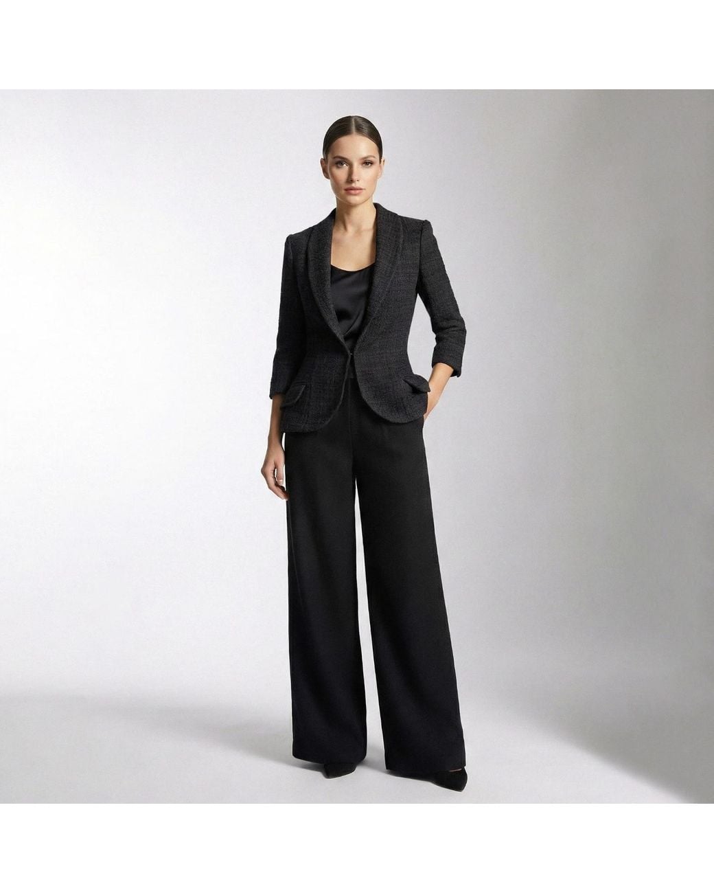 AVENUE No.29 Black Structured Boucle Blazer