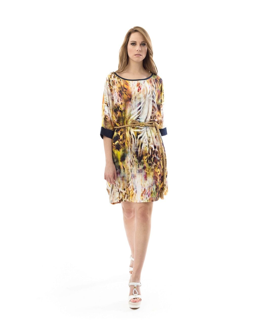 Conquista Metallic Animal Print Loose Style Dress