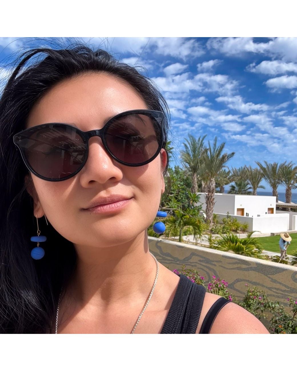 By Chavelli Blue Bead Dangle Earrings