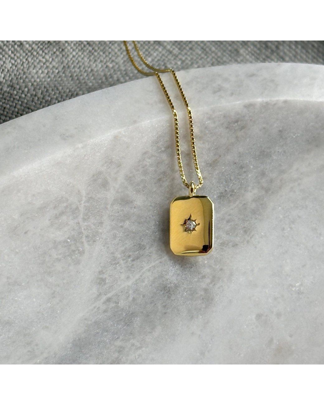 Clemence Wren Metallic Gemstone Token Pendant Necklace