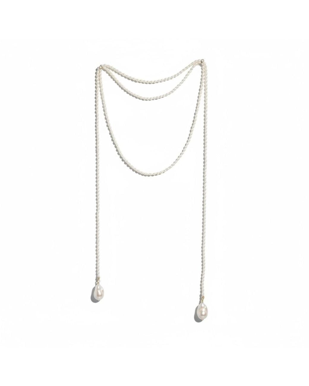 Ninemoo White Serenade Long Pearl Rope Necklace
