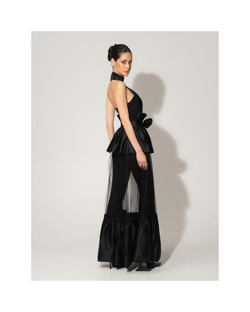 Tia Dorraine Black Fairytale Floor-Length Self-Tie Overskirt