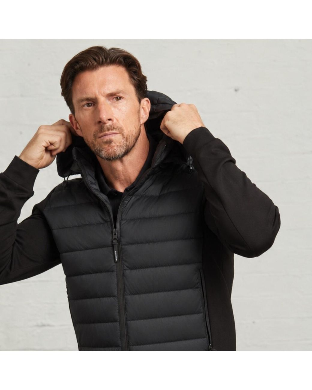Guards London Black Bale Hybrid Quilt & Interlock Zip Jacket for men