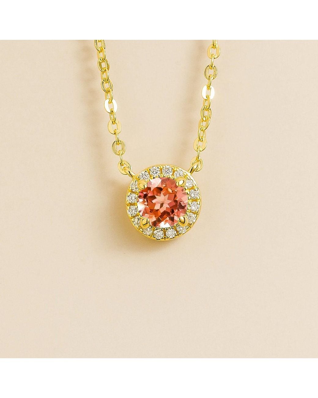 Juvetti Metallic Mars Necklace Set With Padparadscha Sapphire & Diamond