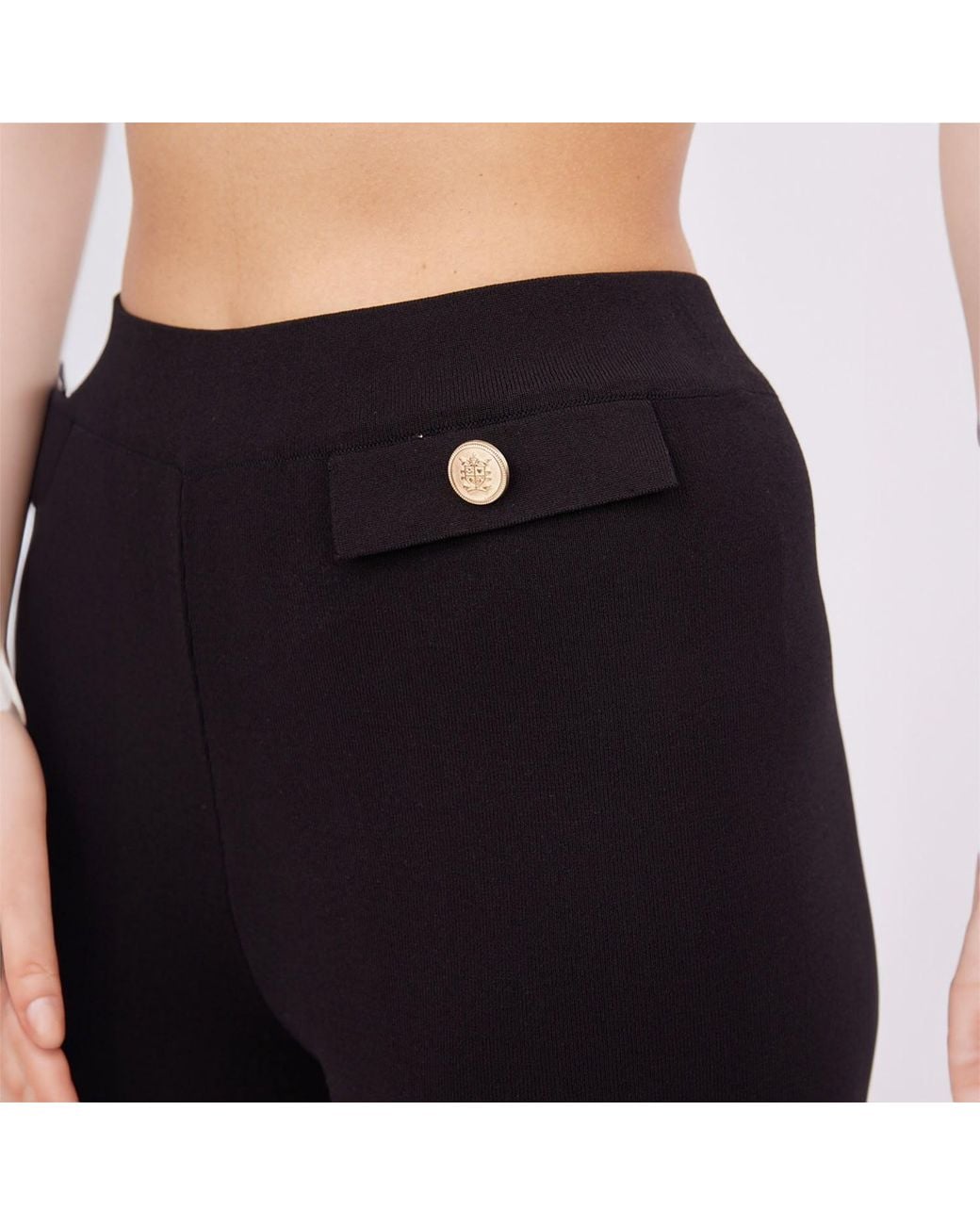 Peraluna Blue Marlene Trouser Button Detailed Knit Pants