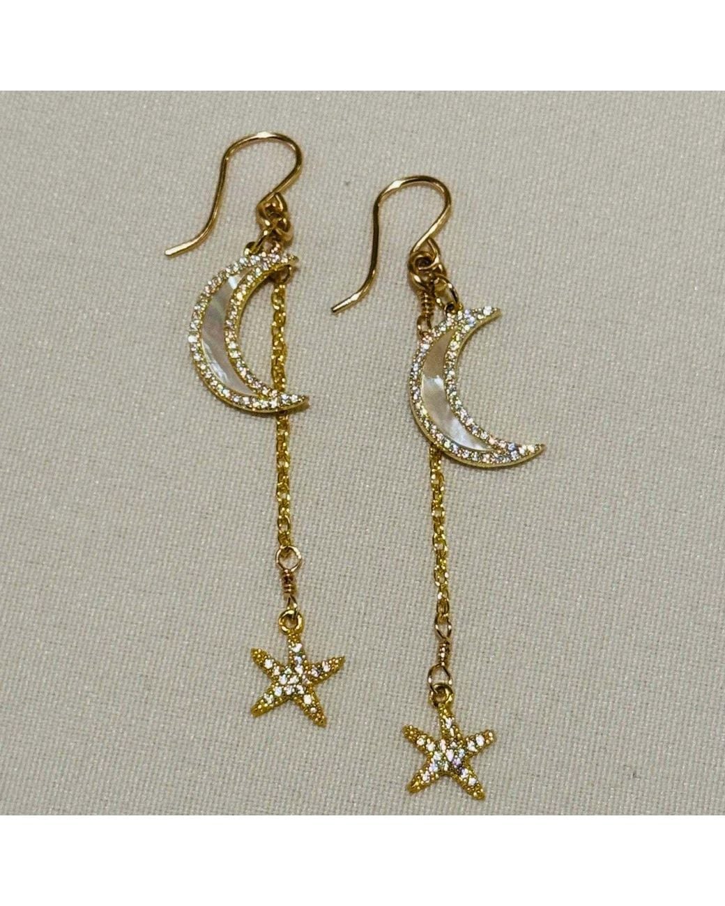 Lexi Jewelry Metallic Dreamy Moon 'N Star Sparkly Earrings