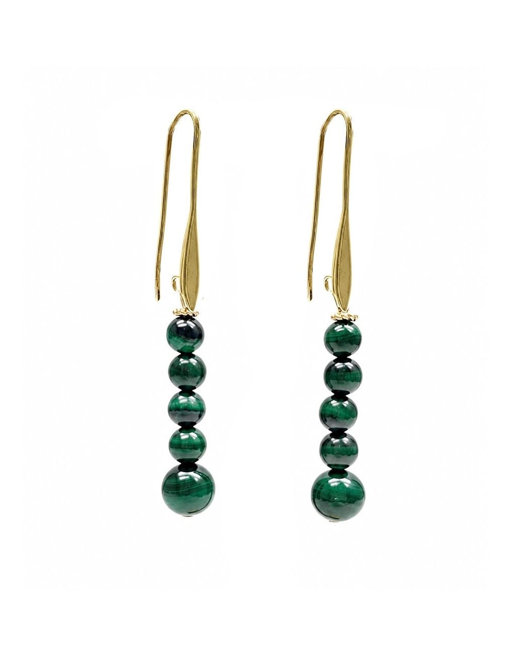 Farra Green Malachite Beaded Threader Earrings