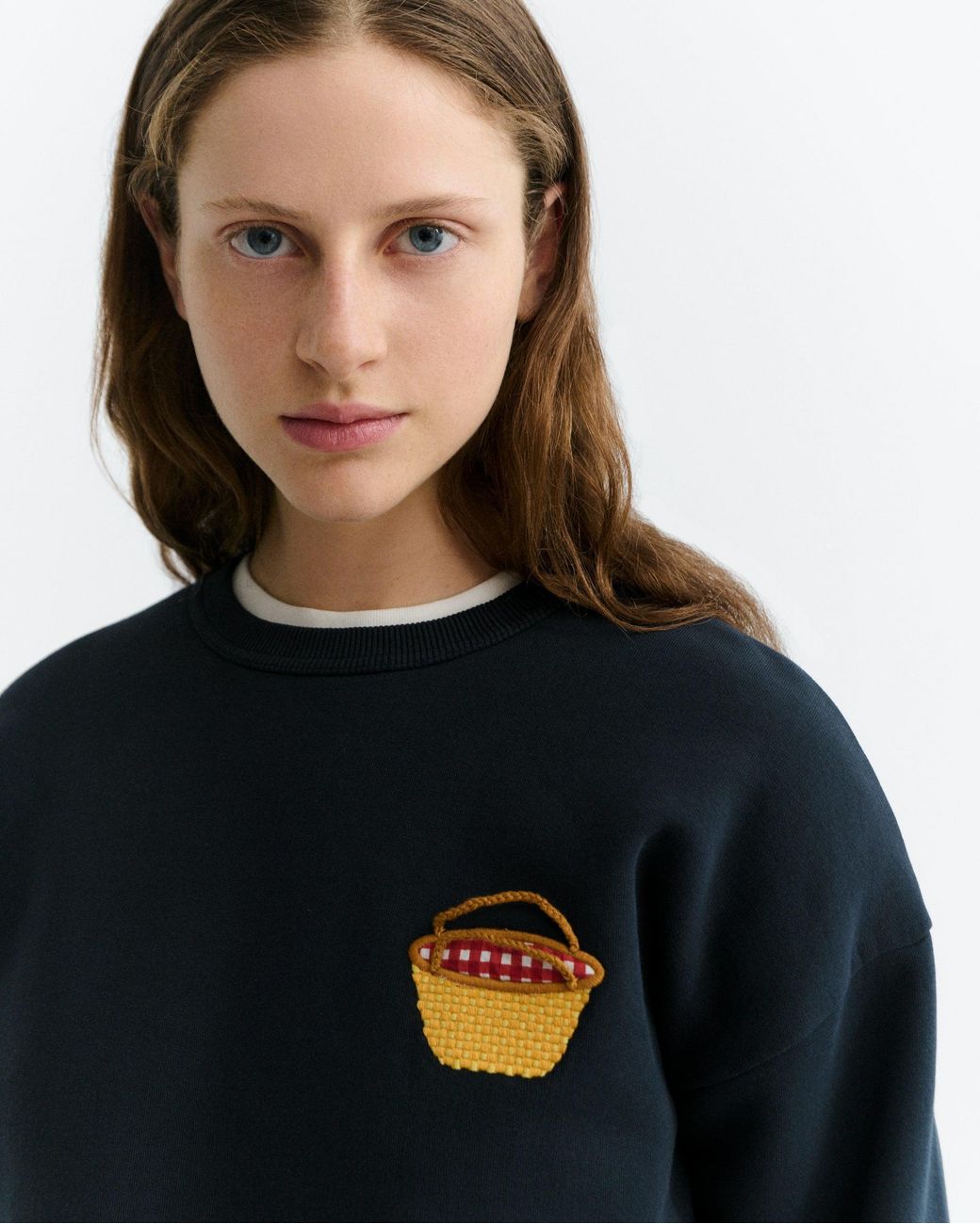 Thinking Mu Blue Embroidered Basket Jodie Sweatshirt