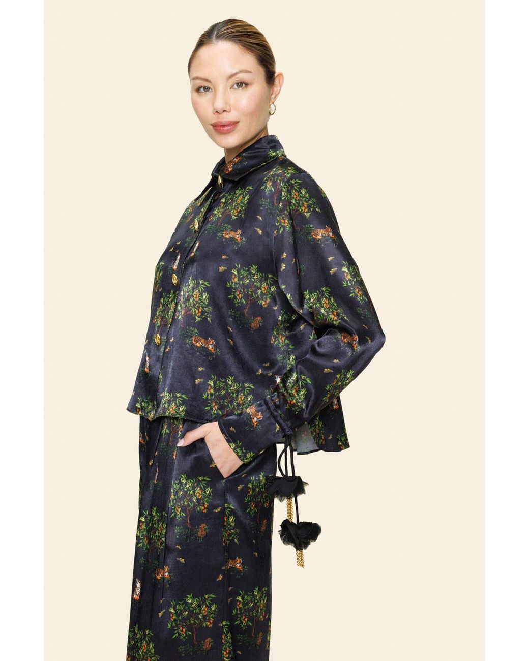 Ashaki Black Shanti Tiger Long Sleeve Shirt