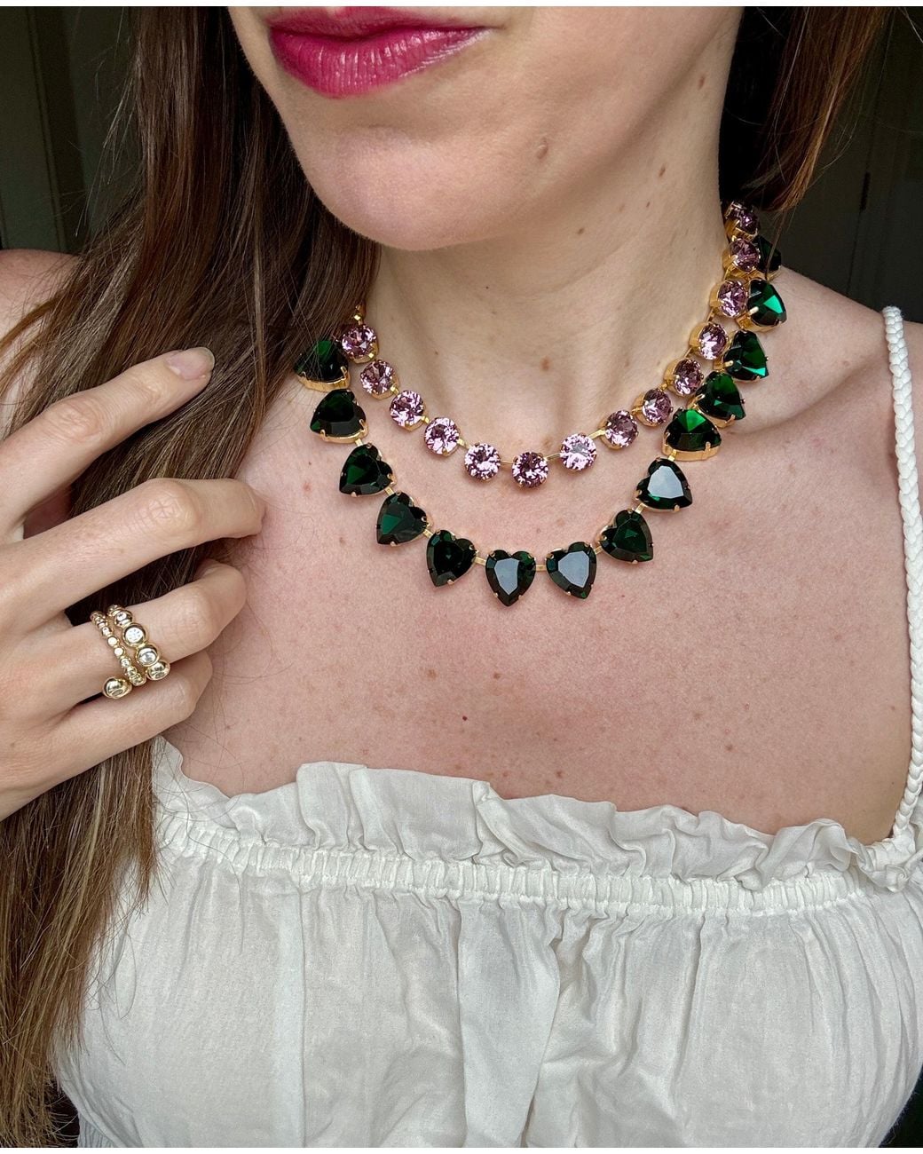 Laura Gray Black Grace Emerald Heart Necklace