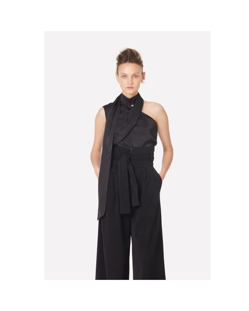 Julia Allert Black High Waist Long Wide Leg Trousers –